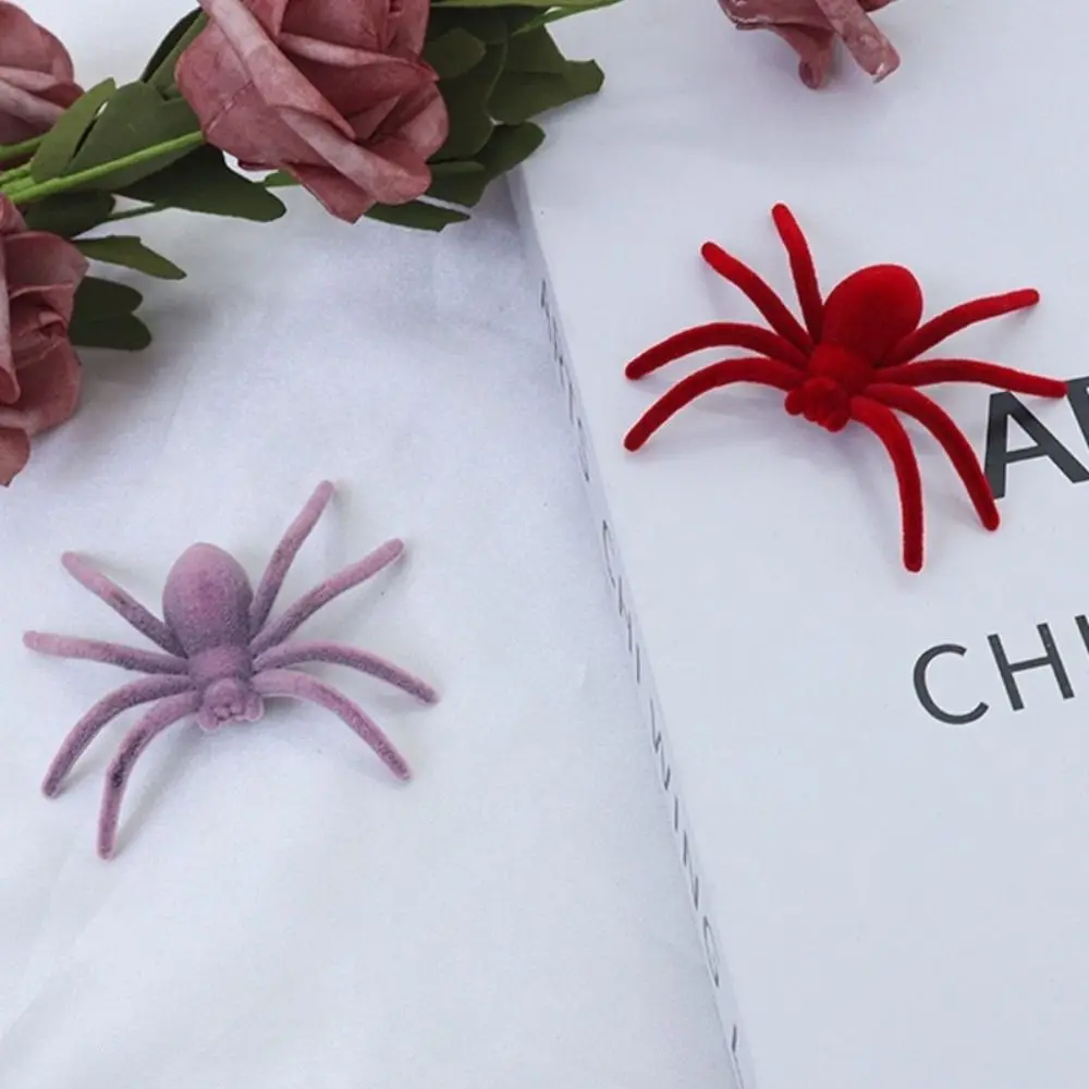 10PCS Spider Model Mini Halloween Plush Spider Simulation Scary Fake 3D Spider Toy Realistic Artificial Spider Outdoor Yard