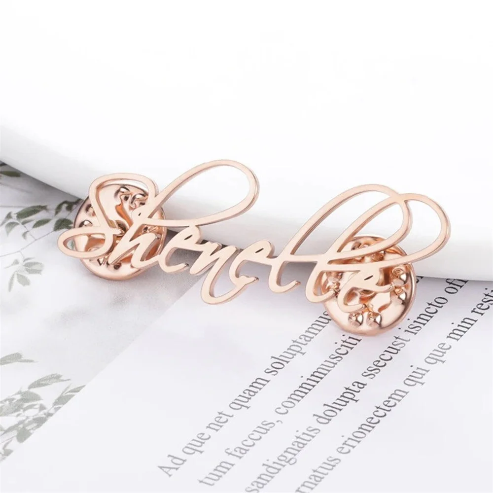 Personalized Custom Women Name Brooch Stainless Steel Namepla Text