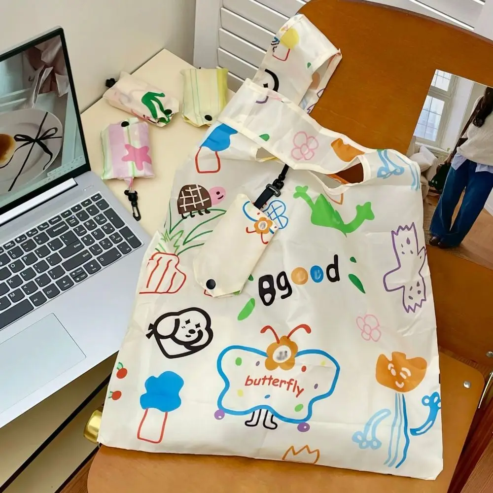 Creative Nylon Foldable Shopping Bag Storage Bags Tote Bag Cartoon Eco Bag Reusable Waterproof Travel Grocery Bag Snack - 5