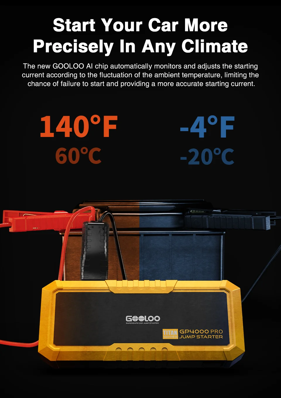 GOOLOO 4000A Start Power Bank 26800mAh Jump Starter Car Booster External  Battery 12V Starting Device for Petrol Diesel Powerbank