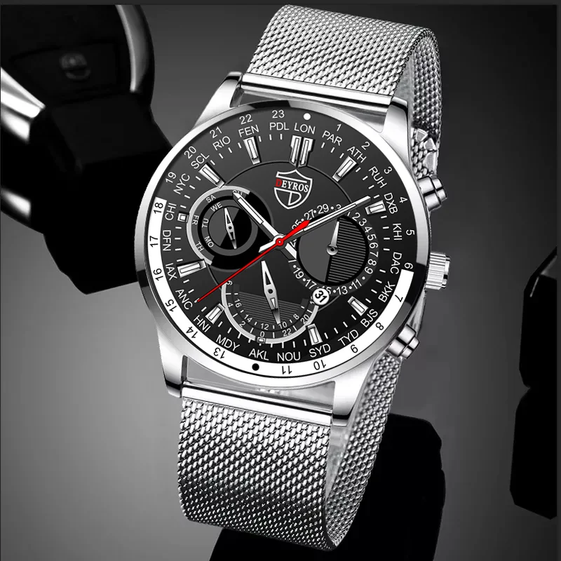 2022 Fashion Mens Watches Luxury Men Stainless Steel Quartz Wrist Watch for Men Business Casual Leather For Men Luminous Watches