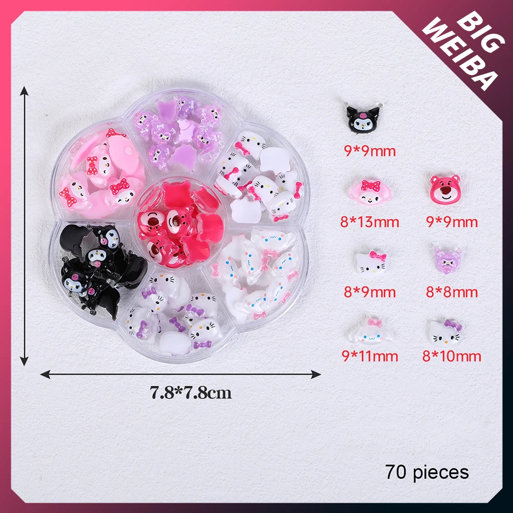 50pcs Nail Charms for Acrylic Resin Hello kitty Nail Art Charms