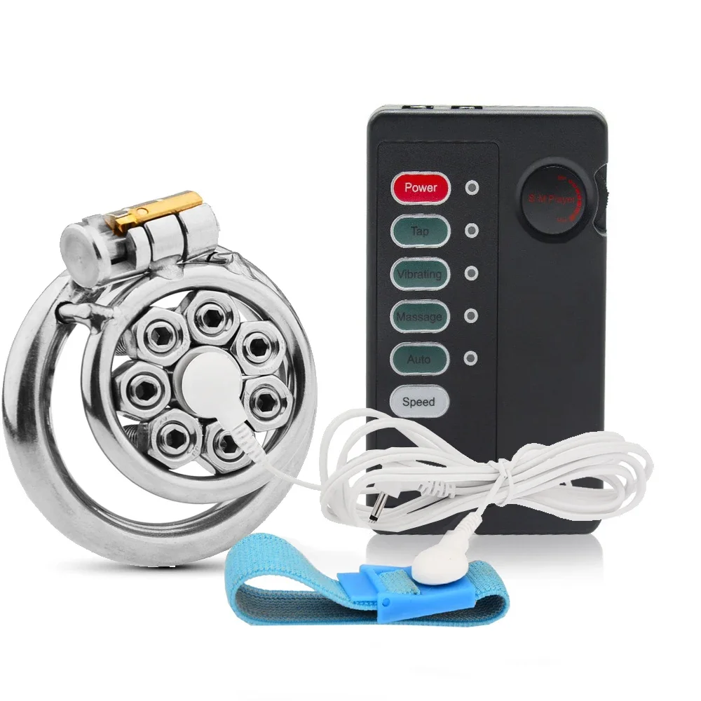 CB Electric Shock Stianless Steel Cock Cage Spike Removable Nails Erotic Urethral Lock Penis Stimulate SM Chastity Lock Sex Toy penis chastity cage chastity lock sex toy chastity cage accessory