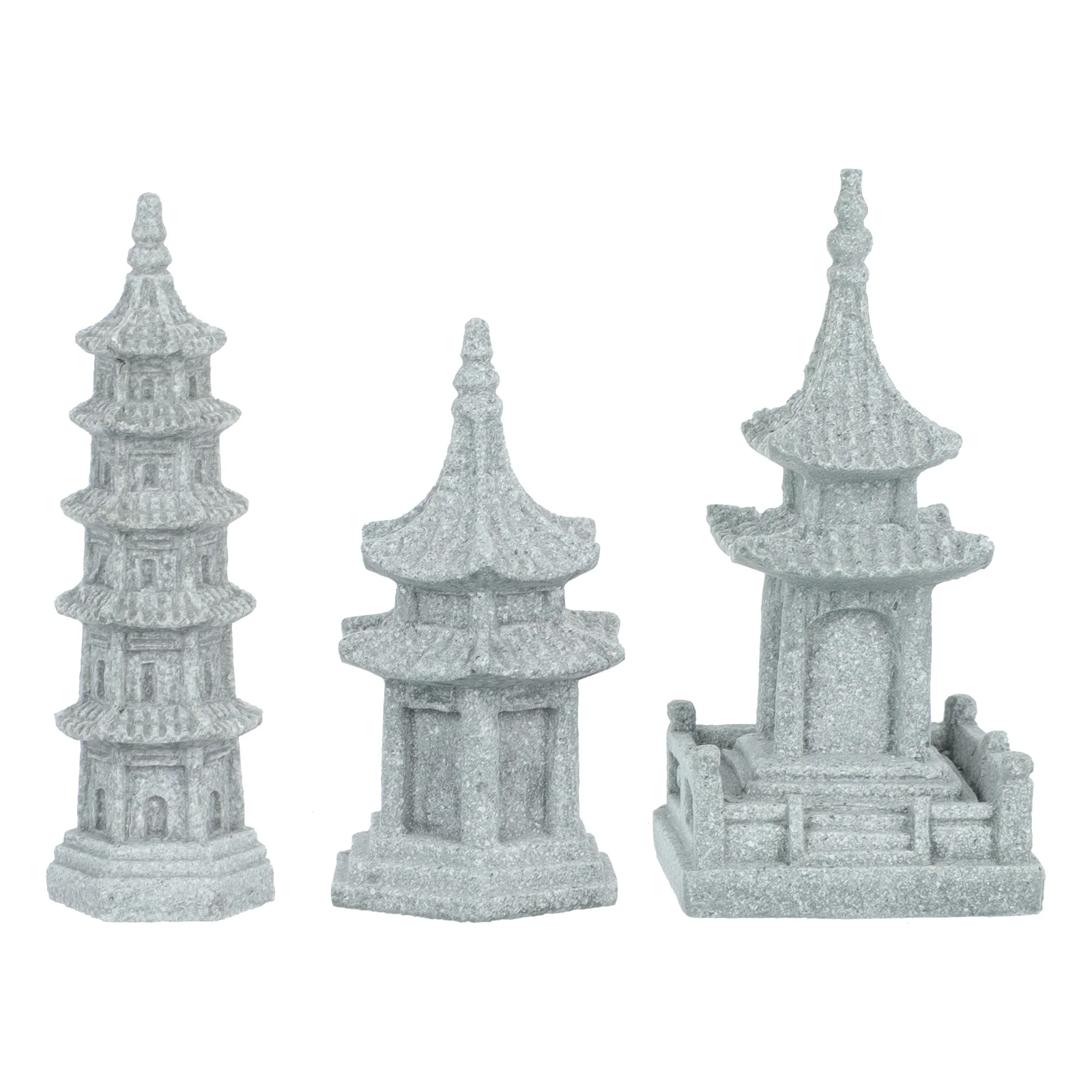 

3 Pcs Bonsai Simulation Landscape Furnishing Articles Asian Decor Home Chinese Statue Sandstone Pavilion Model Pagoda