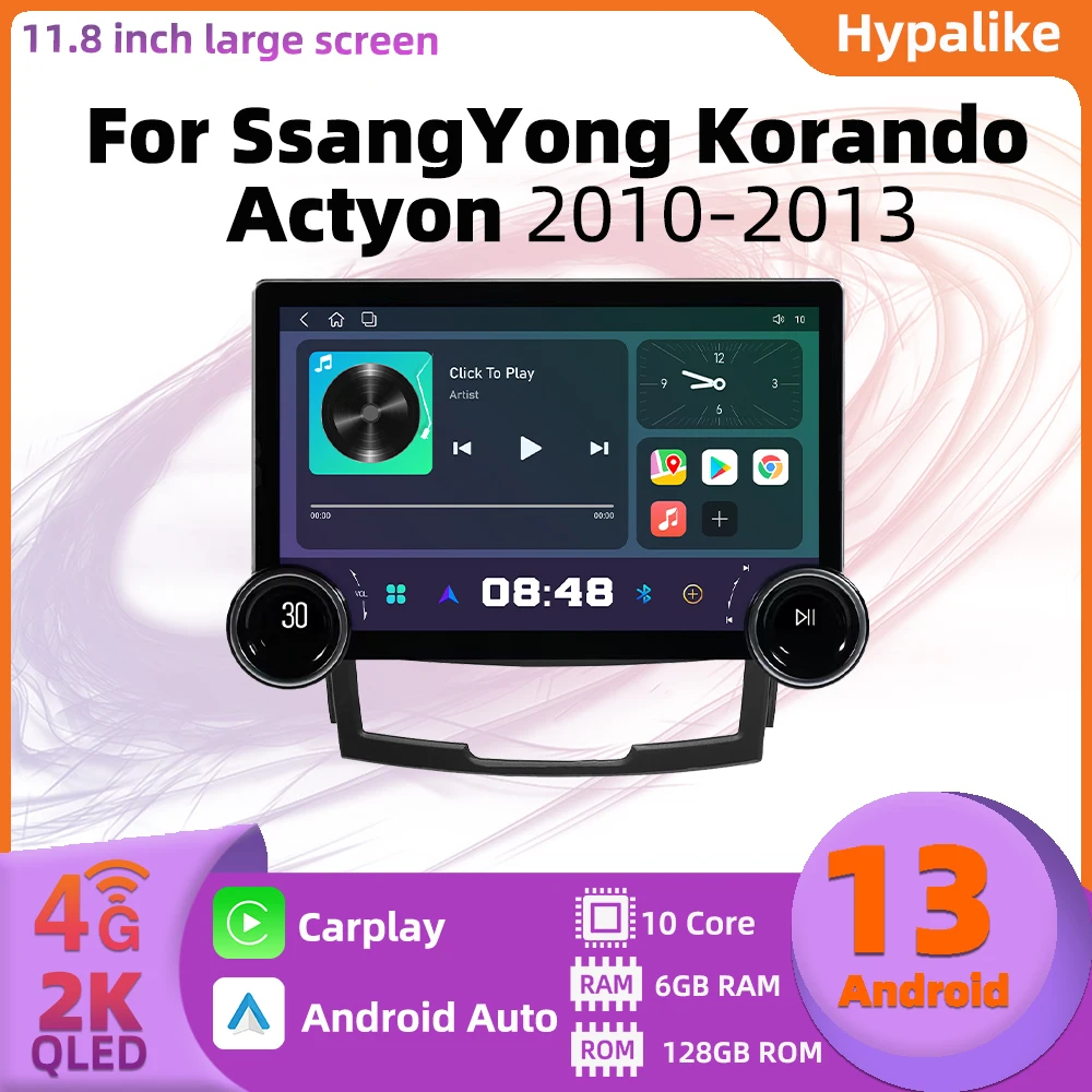 

Автомагнитола на Android с экраном 11,8 дюйма для SsangYong Korando Actyon 2010-2013, 2 Din, навигация, 4G, Wi-Fi, автомобильный мультимедийный плеер