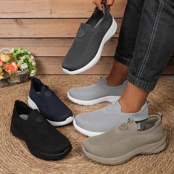 Men's Shoes Casual Sneakers Breathable Knit Slip-On Loafers Comfortable Walking Shoes Free Shipping 1
