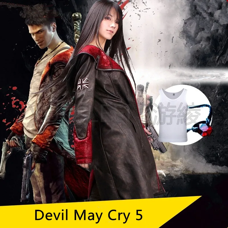 Devil May Cry 5 Dante Costume Cosplay Giacca Soprabito Frangivento Trench Stesso Abbigliamento Da Gioco