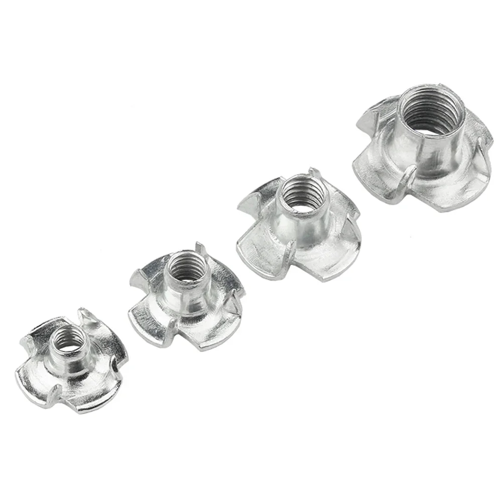 Four Claws Nut Inserts M3 m4 m5 m6 m8 M10 M12 Zinc Plated Four Claws Nut Speaker T-nut Blind Pronged Insert Tee Nut 5/10/20/50pcs