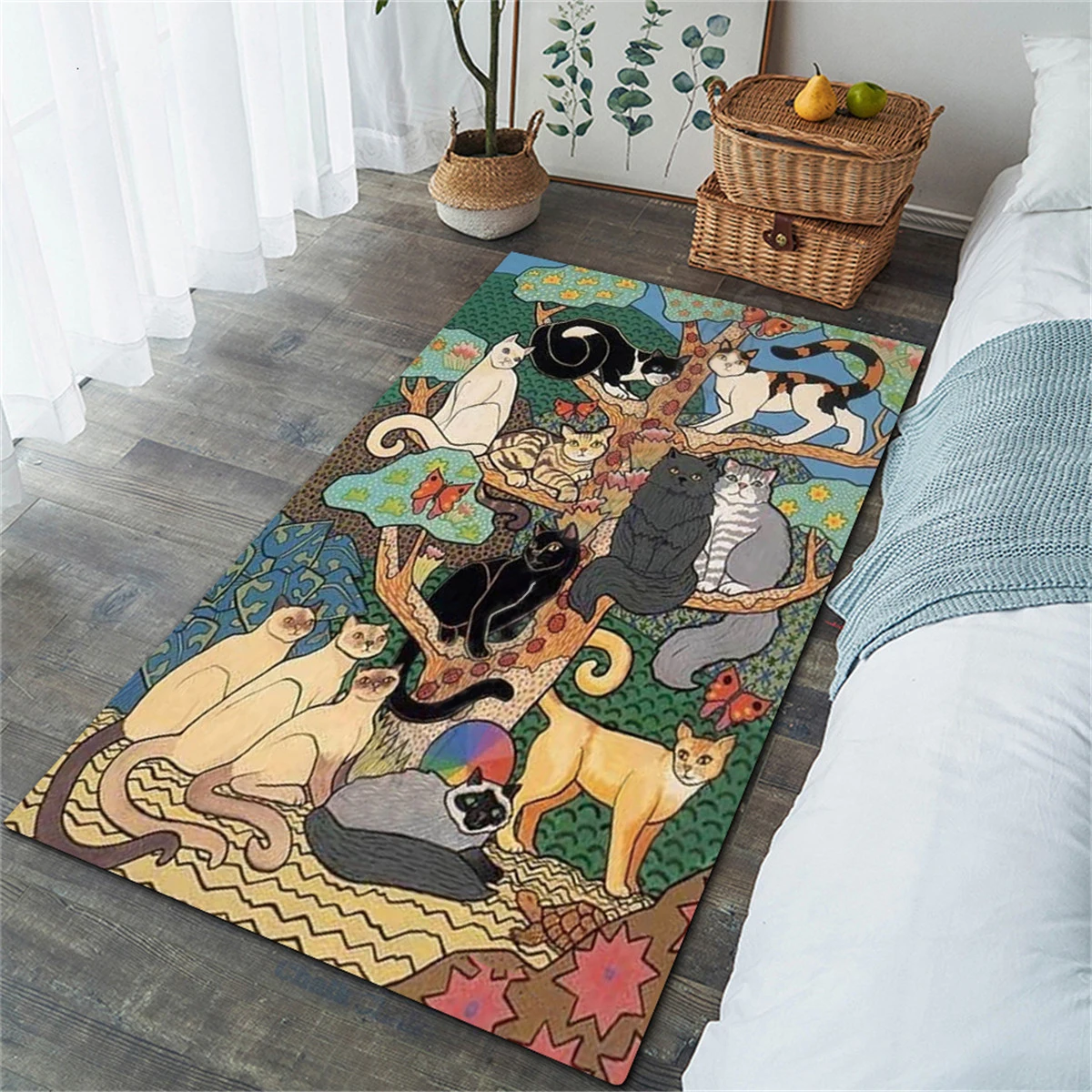 Floor Mat Carpet Mat Cartoon Cat Pattern Room Living Household Decoration