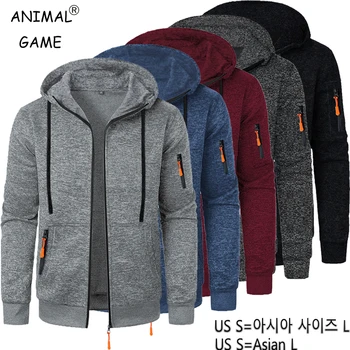 Animal Game Men's Zipper Hooded Jackets Long Sleeve Men's Sweatshirts Casual Coats Solid Warm Work Coats Sport Hoodie Streetwear