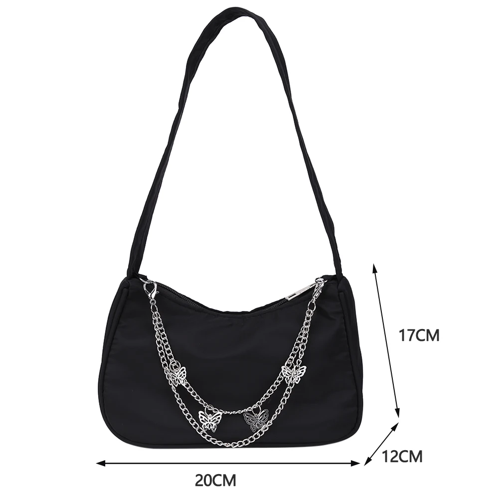 Casual Ladies Solid Color Butterfly Chain Underarm Bag Women Small Hobos Purse