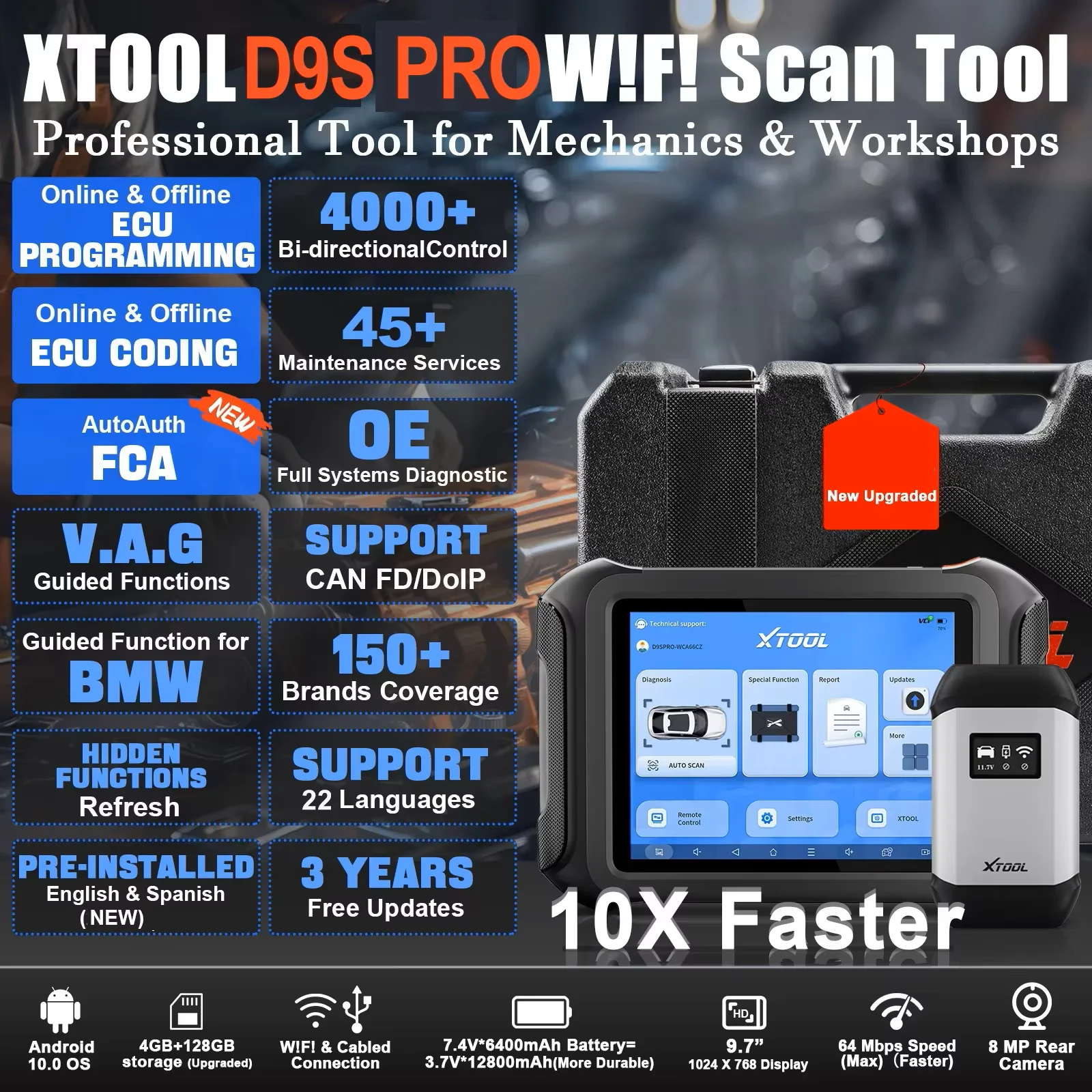 جهاز فحص وبرمجة سيارات XTOOL D9S PRO