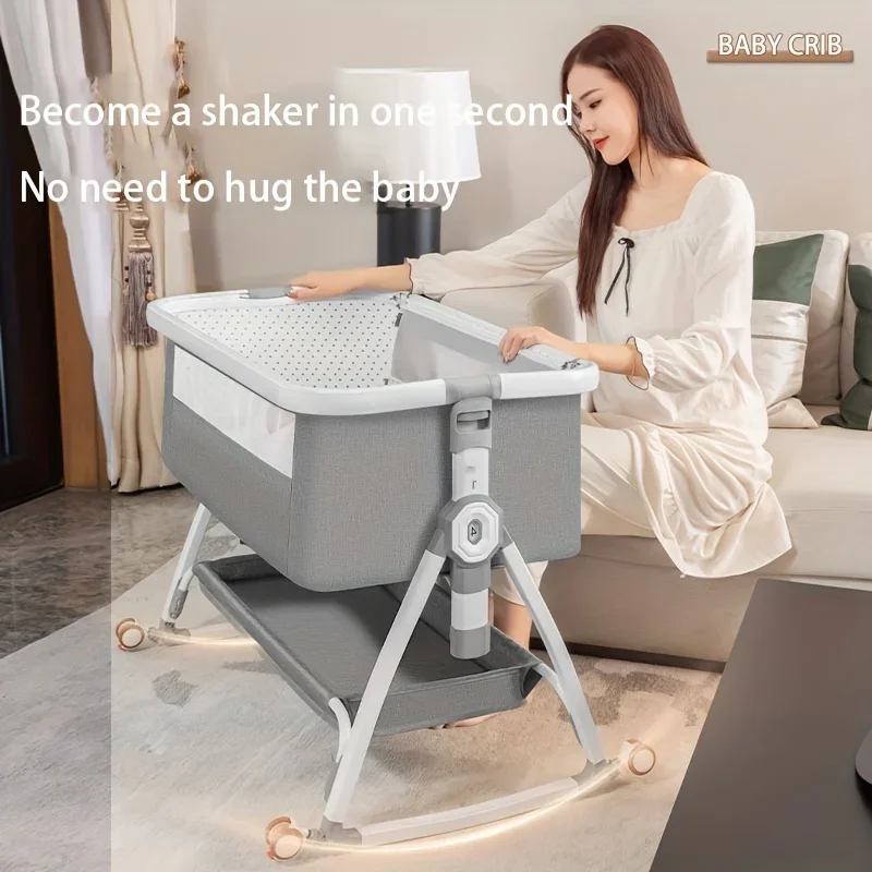 Baby Crib Foldable Height Adjustable
