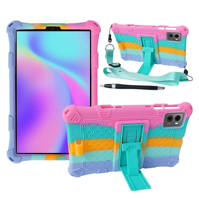 

Soft Silicone Stand Case For Lenovo Legion Y700 2022 2023 8.8 inch 360 Rotating Cover Handle Grip Shoulder Strap Vintage Pattern