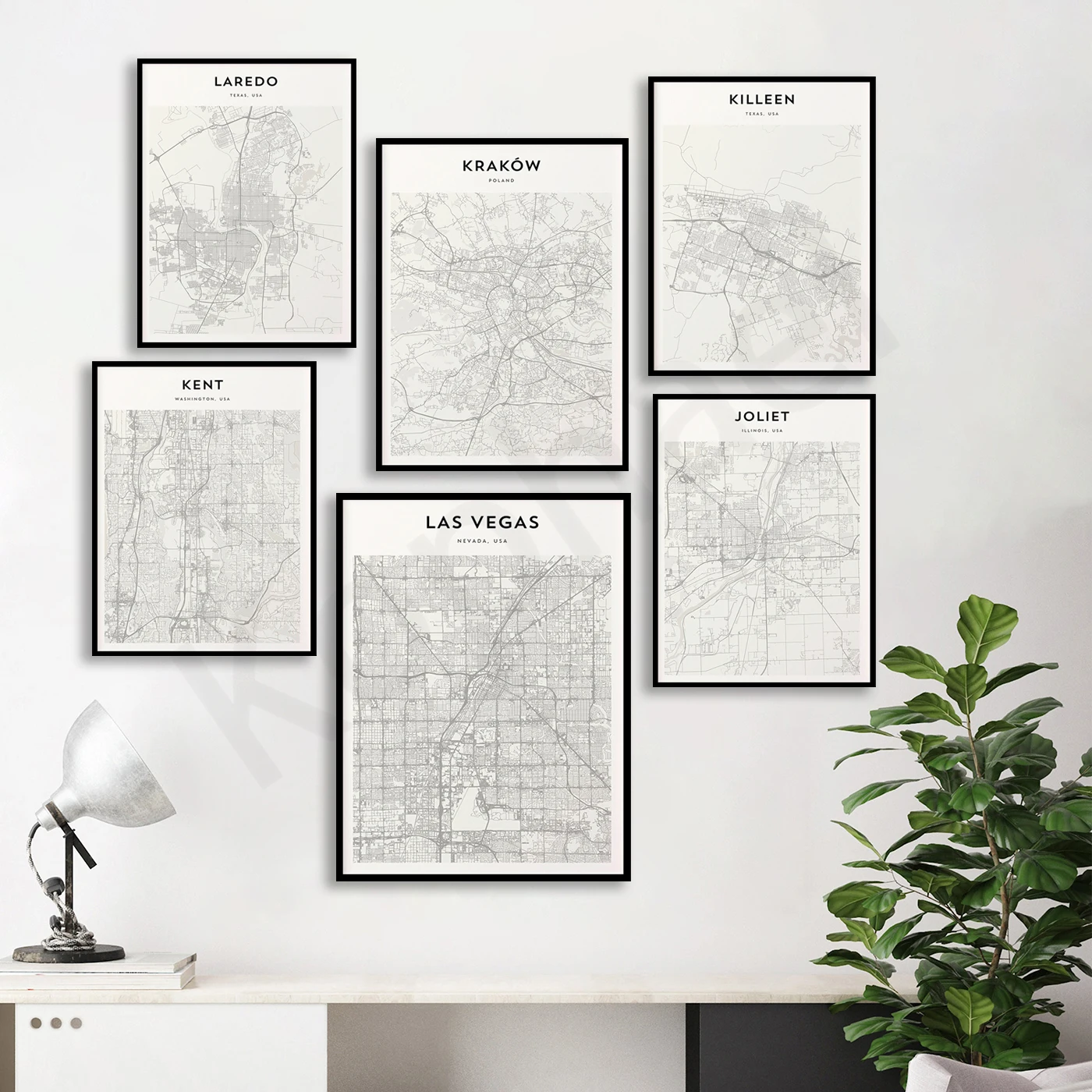 Lincoln Lexington Las Vegas Laredo Hitachi Lakewood Kraw Knoxville Killeen Kent Kansas City Joliet. Poster Della Mappa Di Viaggio Della Città