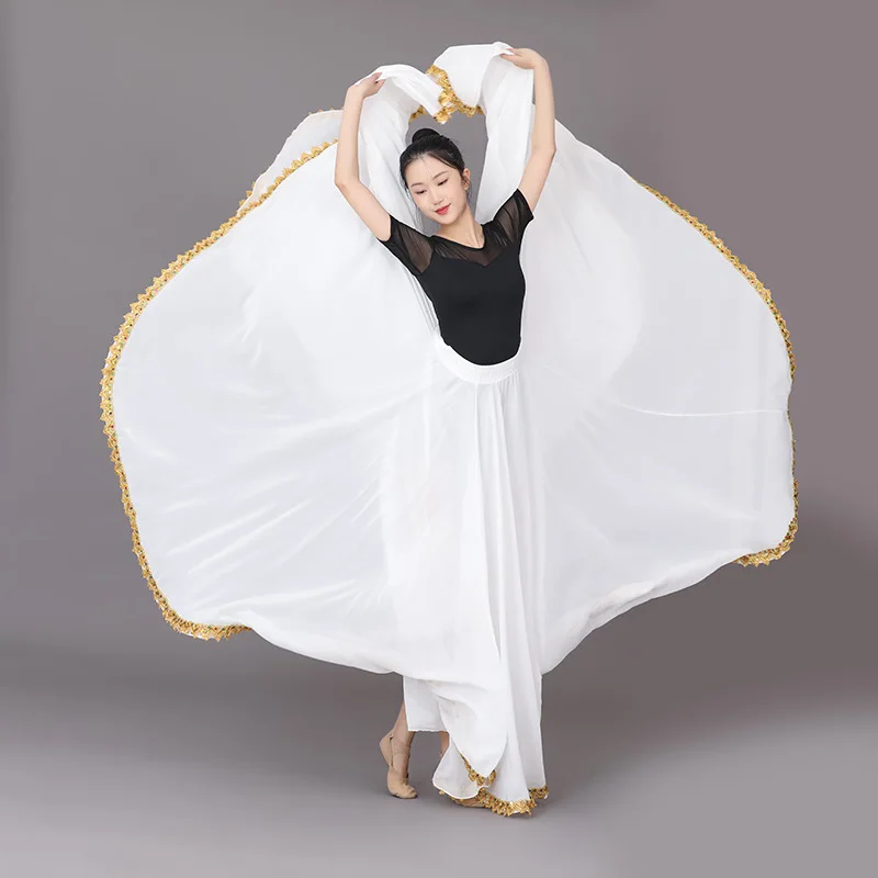 Women Flamenco Dresses Flamenco Belly Dance Chiffon 13 Color Solid 720 Degree Pendulum Skirt Gypsy Long Skirts