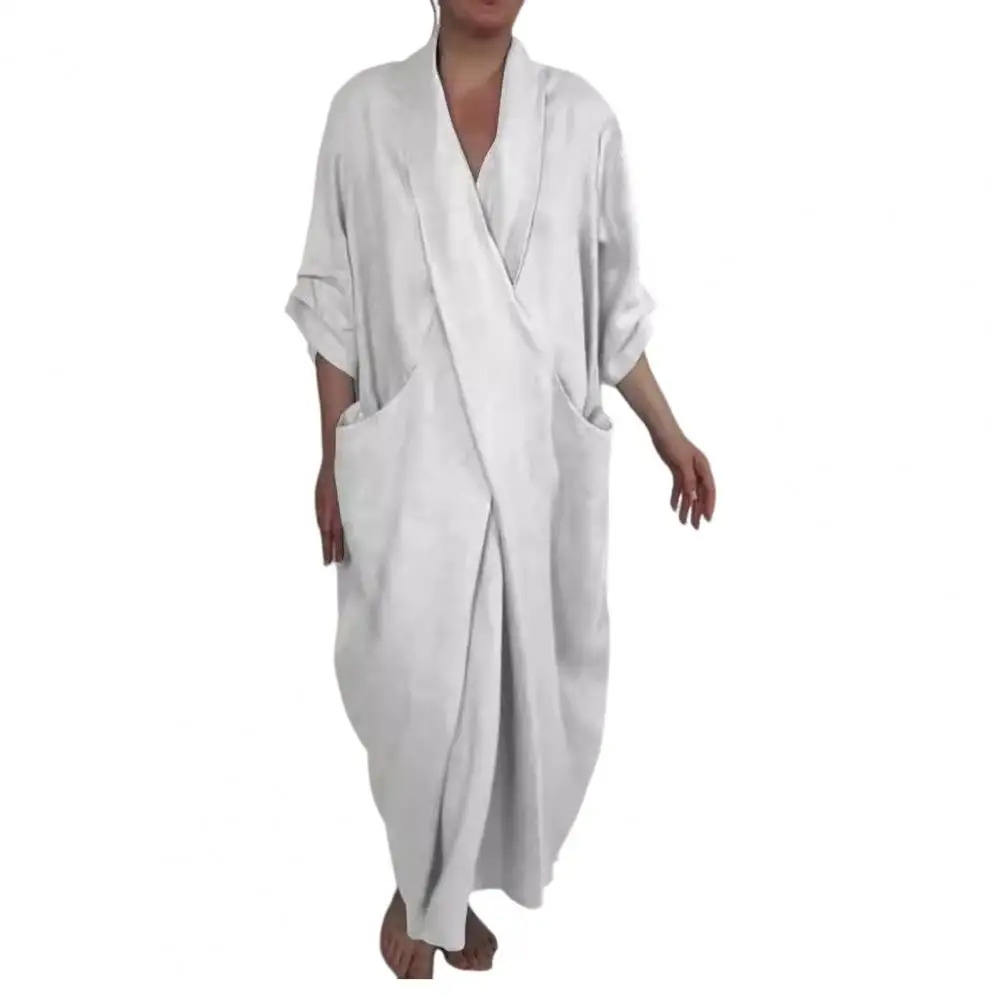 שמלה נשים להתלבש bohemian bohemian עם כיסים רטרו-קו עיצוב עבור מסיבות מזדמנים נסיעות באביב נשים רופף להתלבש שמלת