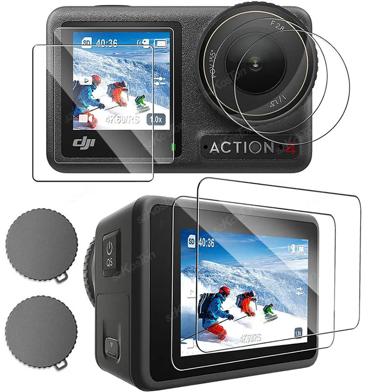 Für DJI Osmo Action 5 Pro Objektiv Abdeckung HD Gehärtetem Glas Screen Protector Vorne Hinten Film Kappe Für DJI Action 5 Pro zubehör
