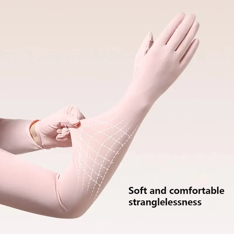 Sun Protection Gloves Women's Long Ice Silk Sleeve Cover Summer Outdoor Cycling Driving Anti-UV Touchscreen Finger cover Sleeves
