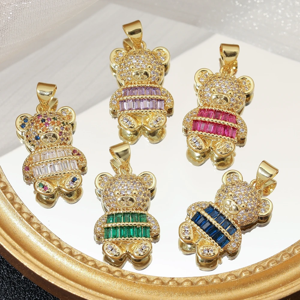 Juya handgemachte Cz Dekoration 18K echt vergoldet Elefant Papagei Panda Bär Charms für DIY Damen Luxus Anhänger Schmuckherstellung – Detail 5