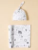 Baby blanket and hat made of 100% pure cotton, soft and comfortable, with multiple patterns to choose from as a gift for newborn 1