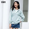Semir Jacket Women Loose-Fit Plum Blossom Jacket Inserted Shoulder Sleeves Embroidery 2024 New Autumn Casual Hooded Jacket 1