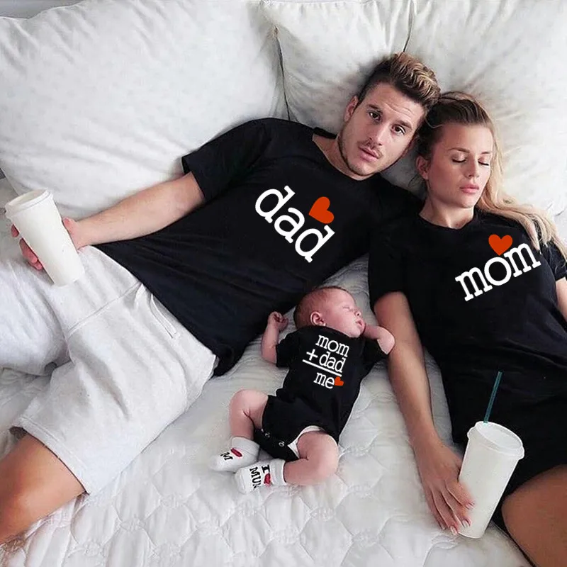 Mom Dad Me Family Matching Outfits Father Daughter Son Clothes Look Tshirt Dad and Me Dad Baby Kids Clothes Father Baby Outfits - 4