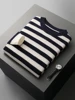 CHICUU Autumn Winter Men's O-neck Striped Wool Pullover Basic Casual Long Sleeve Cashmere Sweater 100% Merino Wool Knitwear Tops 1