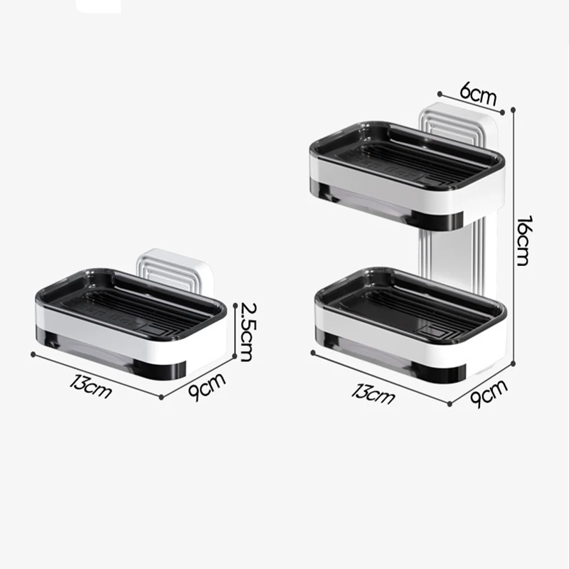 Wall Mounted Soap Holder Drain Water Soap Dish Box Shower Drainer Container Modern Bathroom Accessories
