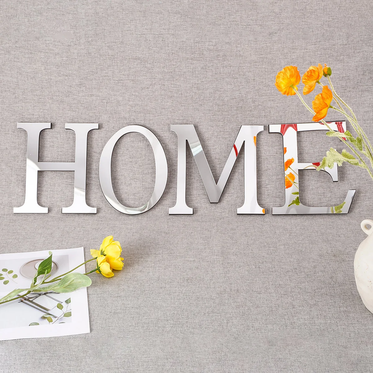 20cm English Alphabet Acrylic 3D Wall Sticker Home Decor Peel & Stick Wallpaper For Celebration Wedding Mirror Poster Big Size