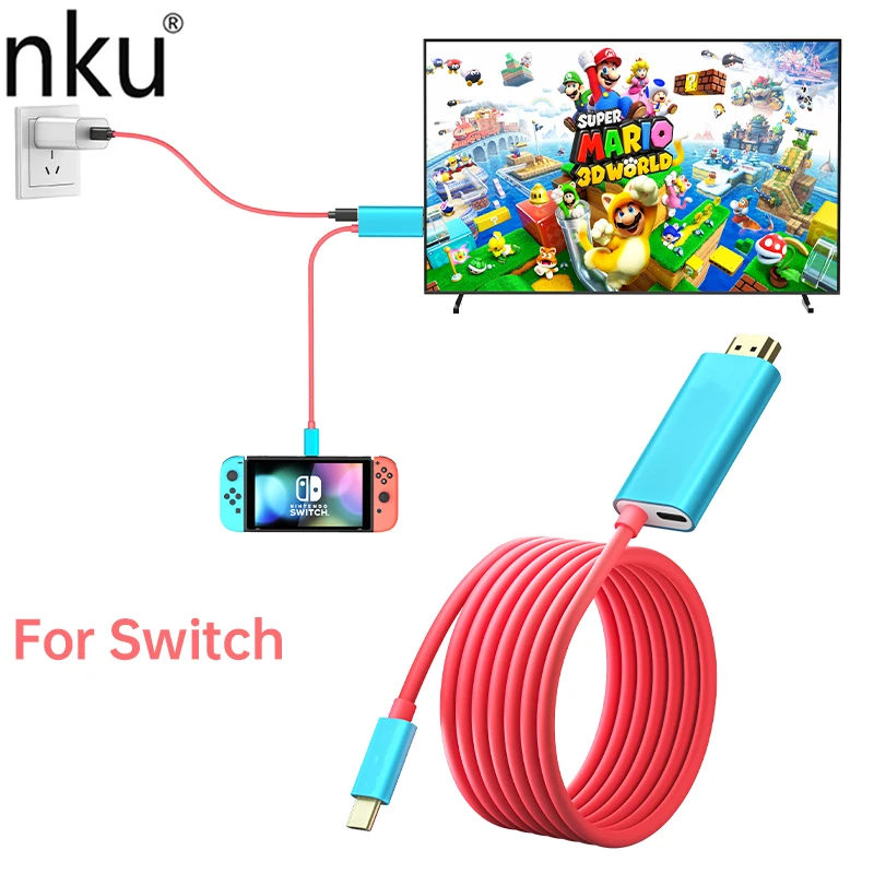 

Nku 2m USB Type-C to HDMI-Compatible 4K Cable for TV Docking Mode for Nintendo Switch Steam Deck Samsung Dex Station Macbook PC