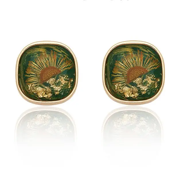 

2023 French Vintage Earrings Tea Flower Earrings Simple Fashion Niche Geometric Type No Ear Hole Ear Clips Female