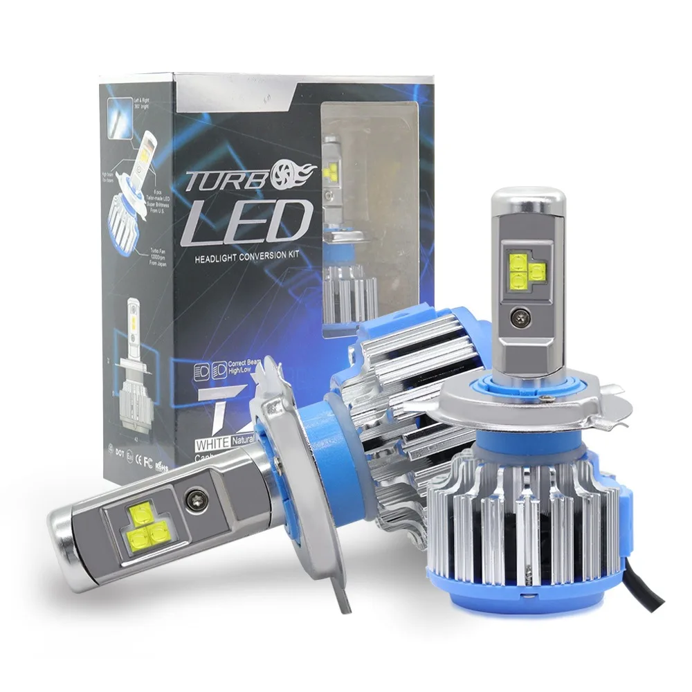 T1 LED ไฟหน้ารถหลอดไฟ H4 Hi/Lo Beam Ultra Bright ไฟ Universal รถอุปกรณ์เสริม Retrofit พร้อมการเจาะที่แข็งแกร่ง 1