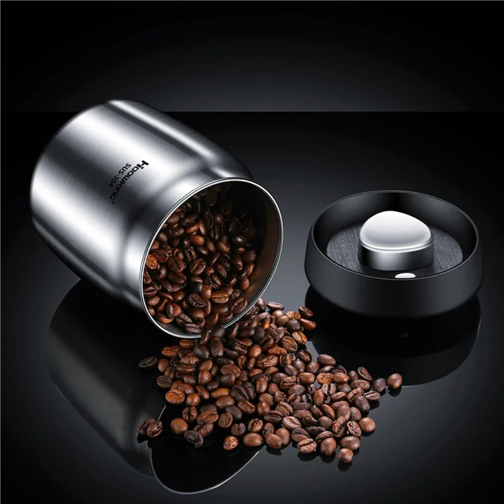 Vacuum sealed tank Coffee bean storage tank Household 304 stainless steel food storage Jars moisture-proof sealed container2025