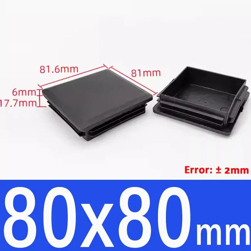 Black Square Plastic End Caps for Table or Chair Feet Protection