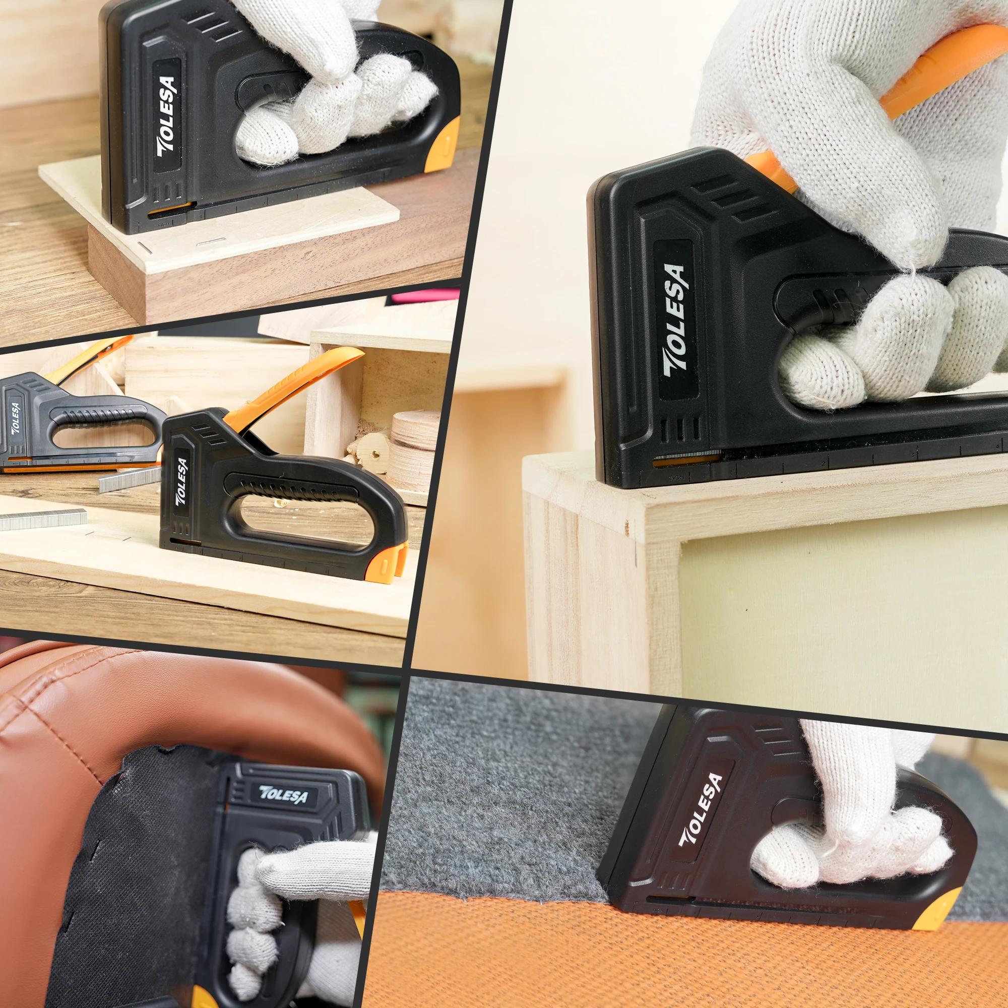 TOLESA Staple Guns for Wood Light Duty Home Use Manual Staplers Upholstery Nail Gun with 1200 Staples Home Decor Carpentry Tools 5