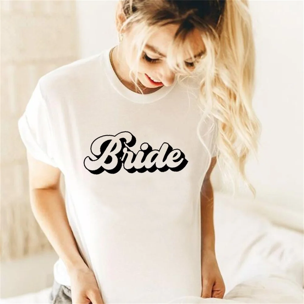 

women's t-shirt katoen o nek women's wedding bridal party plus size shirts bride squad bachelorette party tshirt grafische