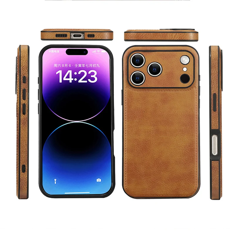 Sleek Leather Case with Lens Protection – Premium Phone Cover Coque