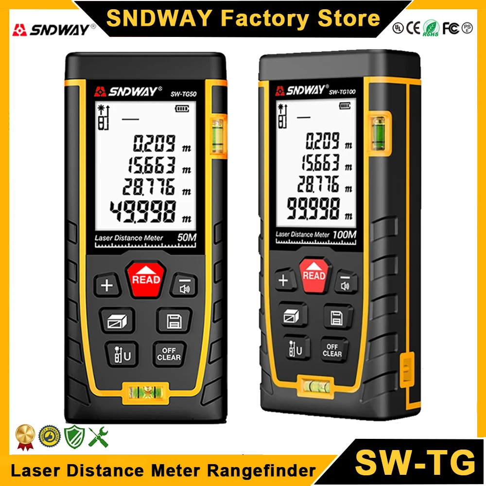 Laser rangefinder SNDWAY digital mini laser tape measure range finder professional M/In/Ft