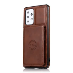 Magnetic Leather Wallet Phone Case with Card Holder and Stand Feature - Galaxy S24Plus (Dark Brown)