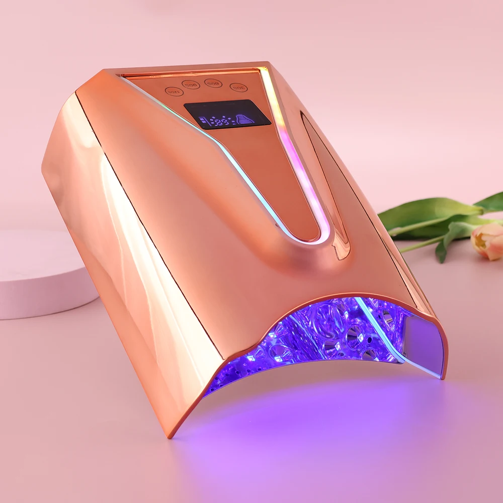 128W High Power Cordless UV LED Nail Lamp Pro Cure Rechargeable Gradient Shell Nail Dryer For Curing Polish Wireless Battery 2