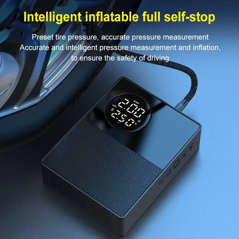 EAFC 4 In 1 Car Jump Starter Air Compressor LCD Screen Portable Booster Charger 1200A Car Emergency Battery Starting Devi