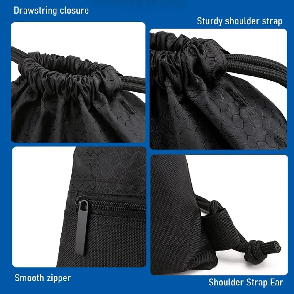 1Pc Durable Sports Drawstring Pocket Basketball Helmet Storage Fitness Backpack Outdoor Waterproof Oxford Folding Zipper Bag