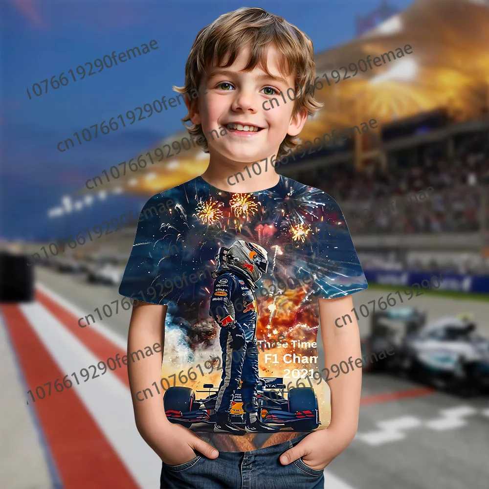 클래식 네덜란드 F1 레이싱 드라이버 3D 프린트 편안한 티셔츠, 소년 소녀, 데일리 스트리트 캐주얼 편안한 상의, 여름