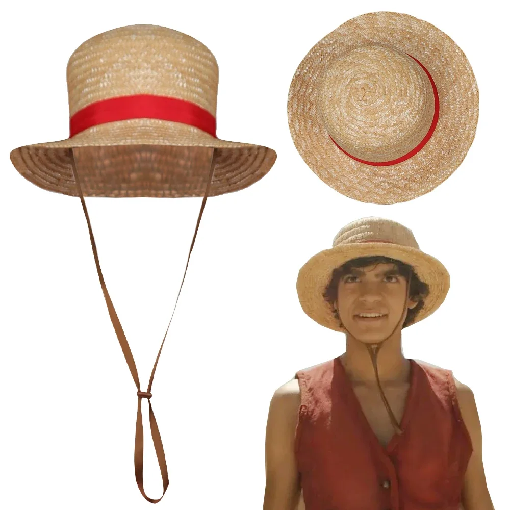 

Luffy Cosplay Fantasy Straw Hat Costume Props Live Action TV One Cosplay Piece Disguise Cap Outfits Adult Halloween Accessories
