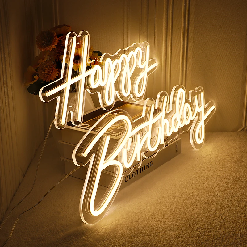 

Large Happy Birthday LED Neon Party Decoration Logo Good Atmosphere Lights Beautiful Gifts for Friends and Family Birthday