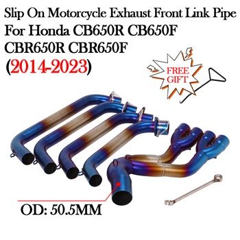 For HONDA CB650R CB650F CBR650R CBR650F 2014 - 2023 Motorcycle Exhaust Modified Connect 51MM Escape Moto Front Middle Link Pipe