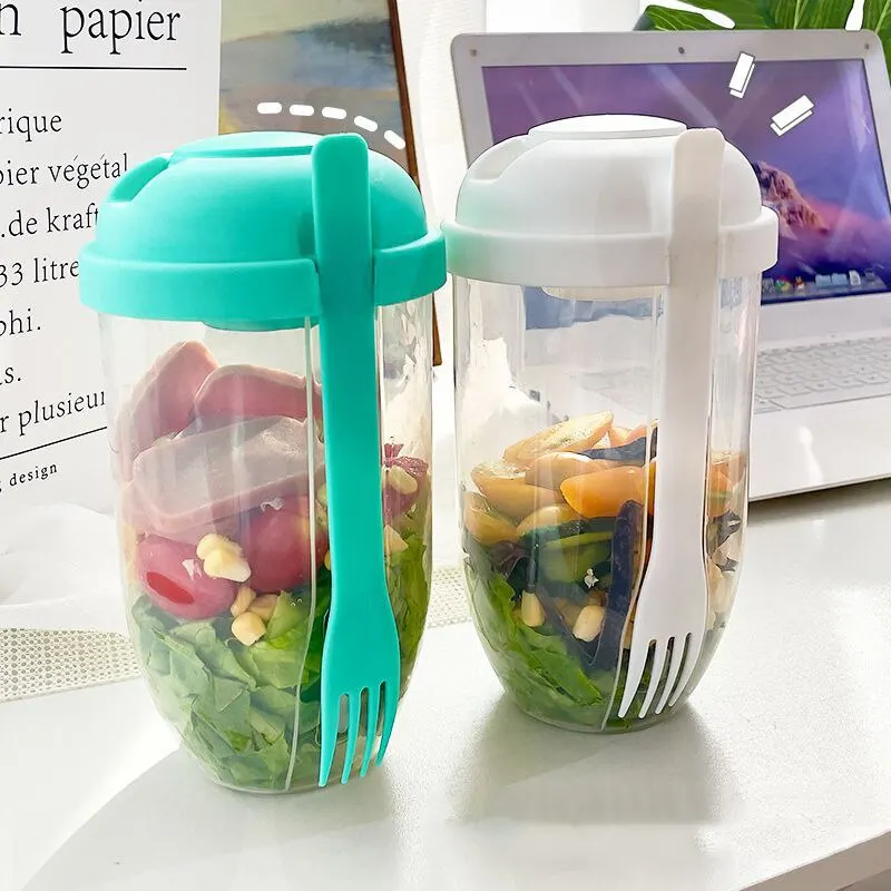 

2023NEW Portable Bottle Salad Container Bottle-Shaped Bento Salad Bowl For Lunch Salad Box With Fork Salad Bowl