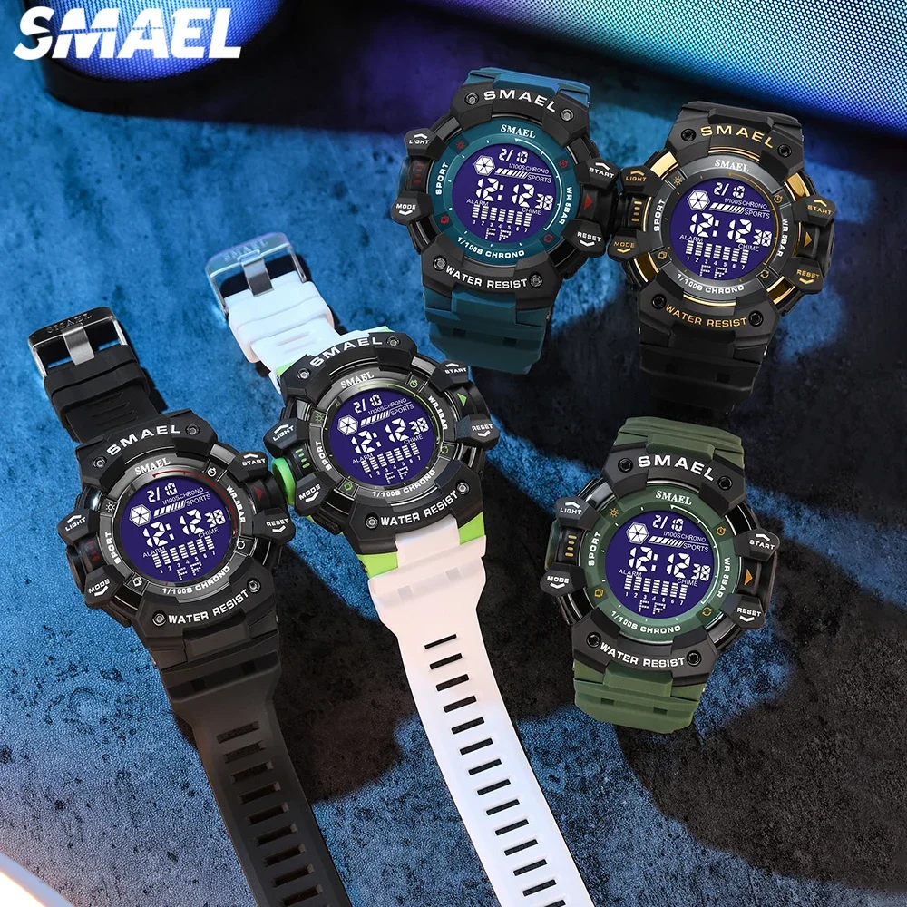 SMAEL  multifunctional luminous 50 meter waterproof men's watch 8050 digital large dial personalized trend sports 5