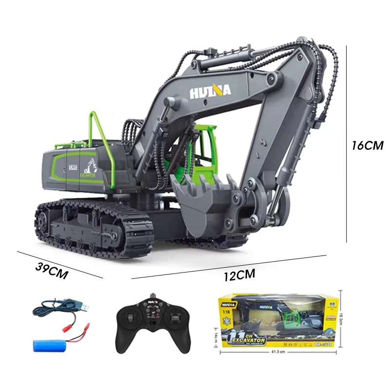 Huina 1593 1558 RC Engineering Truck Machine 2.4G Remote Control Caterpillar Excavator Digger  Alloy Tractor Toys Model 6